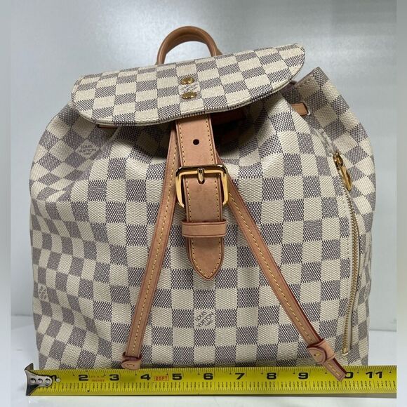 Louis Vuitton Sperone Backpack White Leather Damier Azur, Pink Lining - Picture 9 of 14